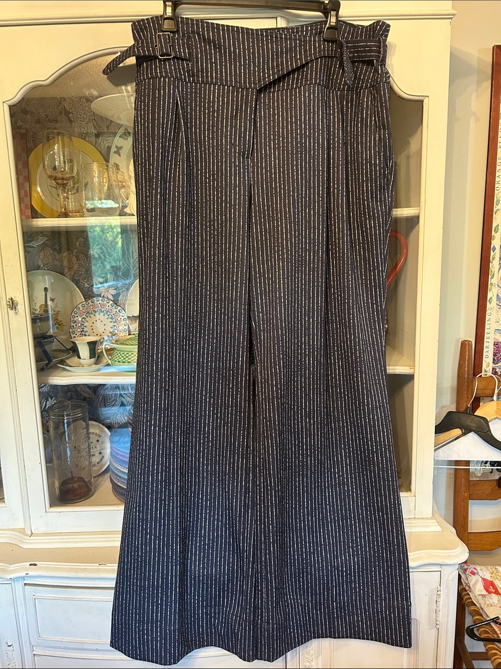Ryegrass wide leg pinstripe trousers